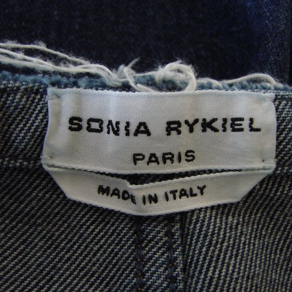 Sonia Rykiel Paris Ankle Crop Jeans Wide Leg High Rise Silver Studs EUR 40 or 31 - Picture 4 of 16